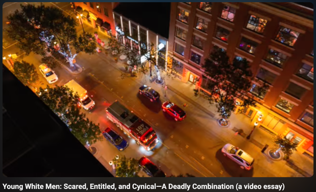 Aerial photo of street scene with fire engine in the center